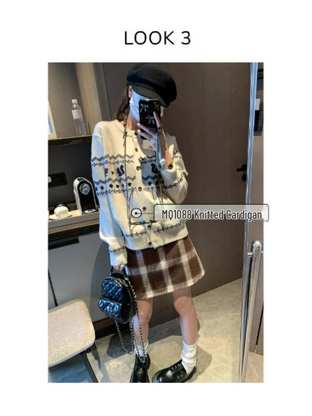 Mochie Early Spring Korean Retro Plaid High-Waist A-line Skirt MQ1094