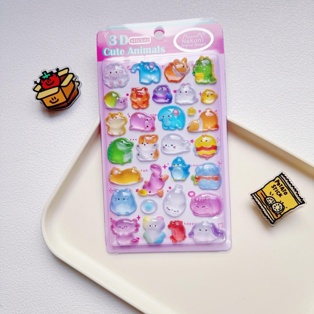 Nekoni 3D Relief Cartoon Food Fruits Stickers Set For Scrapbooking Diy Journal Cute Stationery Decals