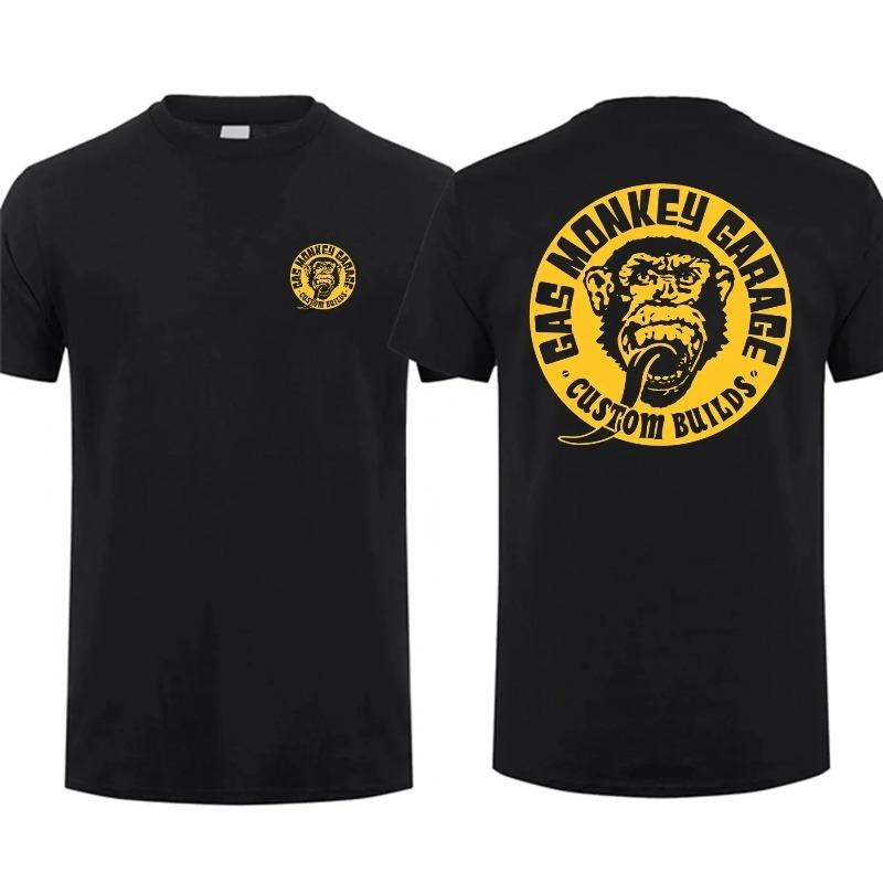 Amazing Tees Men T Shirt Casual Oversized Gas Monkeys Garage Hot Rods Circle Logo Limited Doublesided Tshirt Male Tshirts