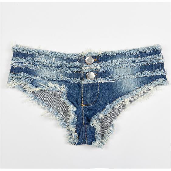 Summer beach shorts, sexy women s denim shorts, low-waist ripped bikini pants S светло-синий