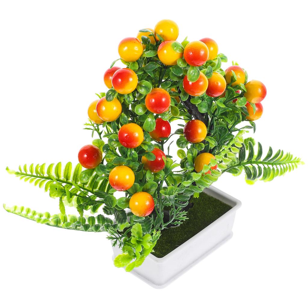 Fake Fruit Tree Decor Plastic Artificial Fruit Tree with Pot Natural Looking Simulation Bonsai for Desktop Table Centerpiece