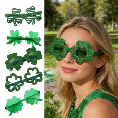 St Patrick's Day Glasses Glitter Shamrock Beer Bottle Eyeglasses Green Lucky Irish-themed Photo Booth Props for Home Party Favors