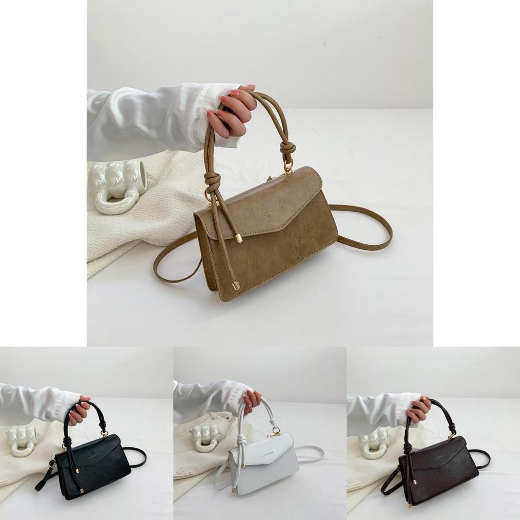 Chic Simple Handheld Shoulder Bag For Women In Black White Brown And Khaki Colors