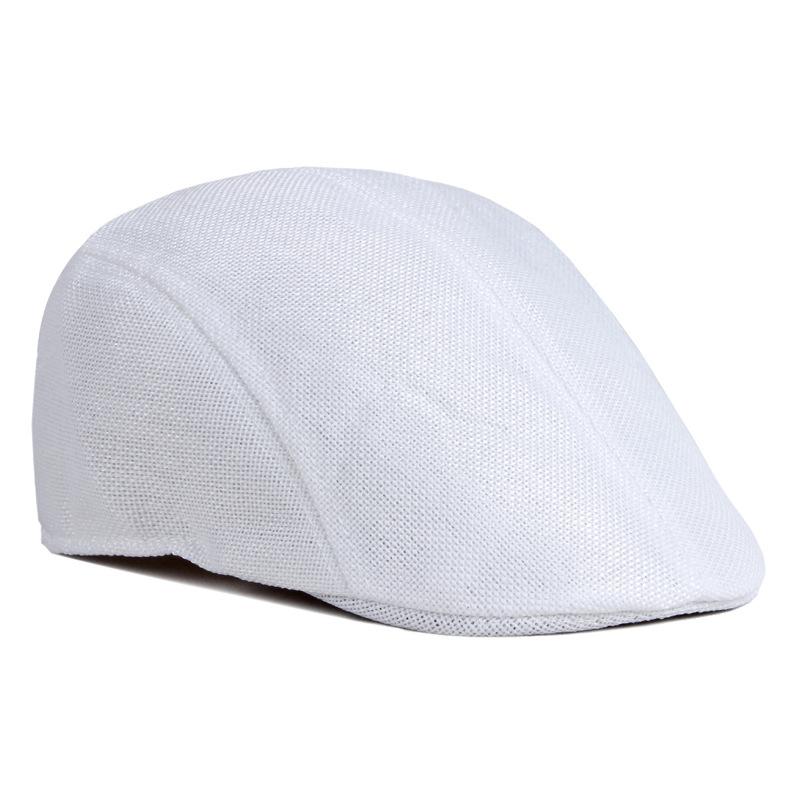 

Summer Mesh Berets Hat For Men Solid Black White Breathable Newsboy Cap Women Retro Painter Cap Thin Flat Herringbone Hat Boina 56to58cm білий