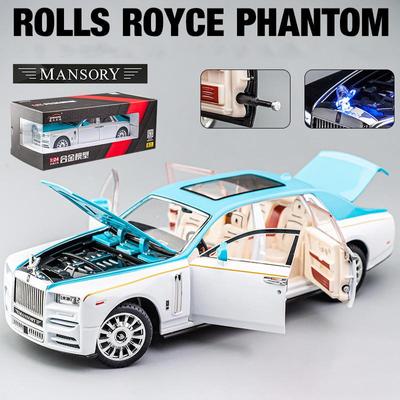 1/24 Rolls-Royce Phantom Modellauto, Zinklegierung, zurückziehbares Spielzeugauto, Metalldruckguss-Modellauto mit Ton und Licht, für Kinder, Jungen, Mädchen, Geschenk