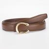 Versatile Women's Leather Belt with Smooth Buckle: Fashionable Waist, Pants Belt & Jewelry Chain
