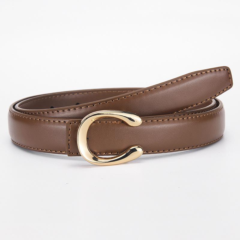 Versatile Women's Leather Belt with Smooth Buckle: Fashionable Waist, Pants Belt & Jewelry Chain