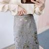 Moda 2026 Inizio Primavera Gonna Lunga Jacquard Vita Alta Modellante per Donne Basse