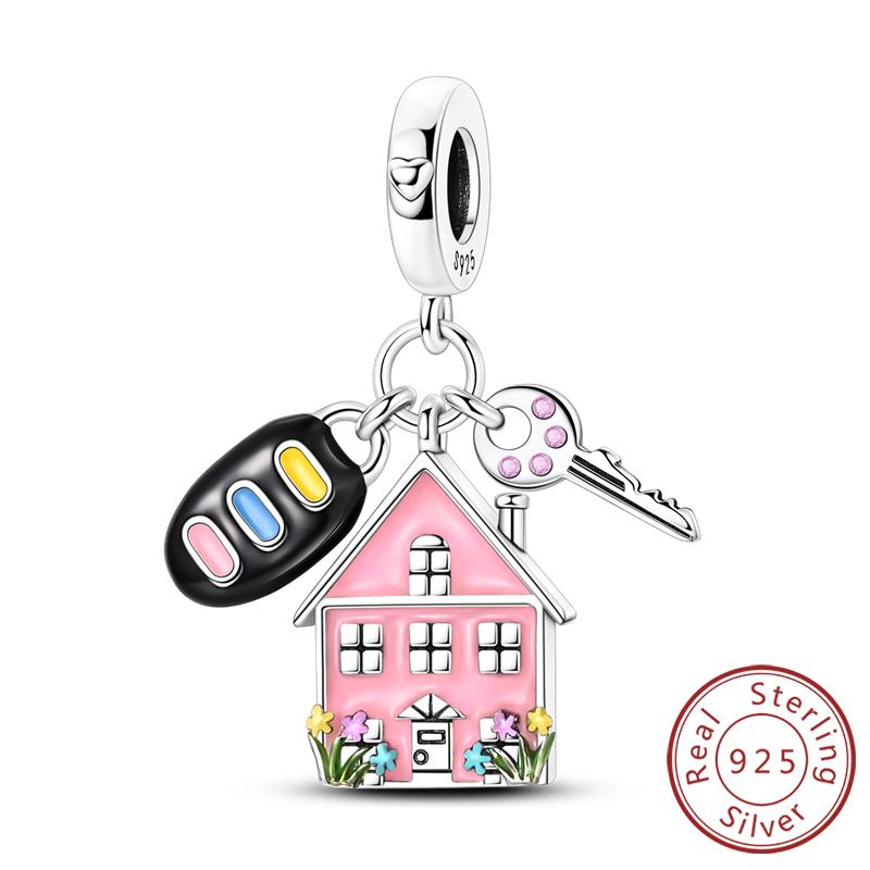 New Copper Charms Beads Pendant Cherry Lemon Heart Tower Charm For Original Bracelet Pendant Woman Girl Jewelry