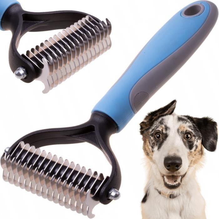 Brosse pour Chiens et Chats | Poils Peigne de toilettage | Professionnel Idéal pour démêler, et pour supprimer Poils Morts| bleu