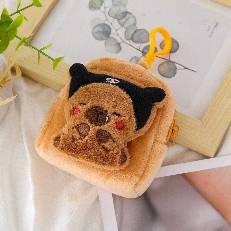Cartoon Kapybara Coin Purse High Quality Small Gift Keychain Charm Plush Headphone Bag Charm
