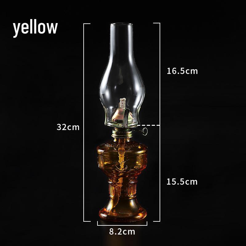 L555 Vintage Kerosene Lamp, Four-Claw Holder with Glass Lantern - Retro Oil Lamp for Nostalgic Decor and Ambiance