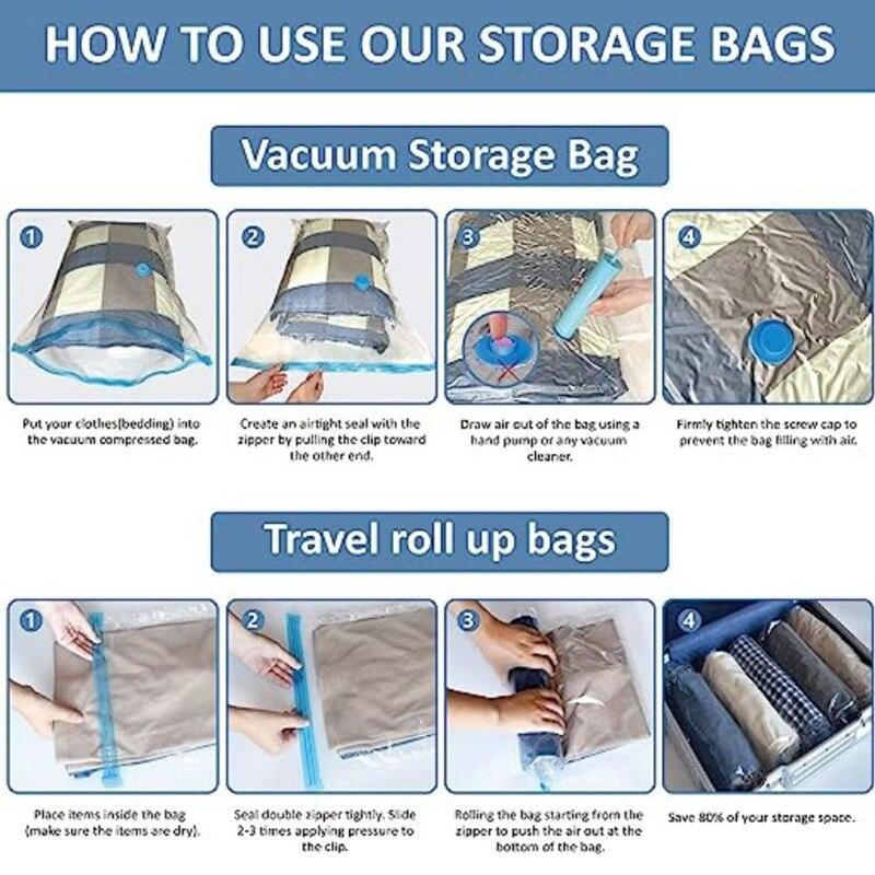 1 Set Travel Compression Bags Vacuum Packing Roll Up Space Saver Bags for Luggage Cruise Ship Essentials