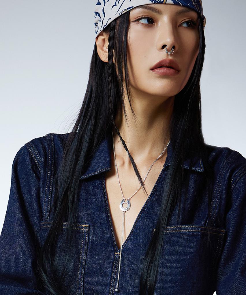 Nimbus Horseshoe Drop Ball Y Chain Necklace