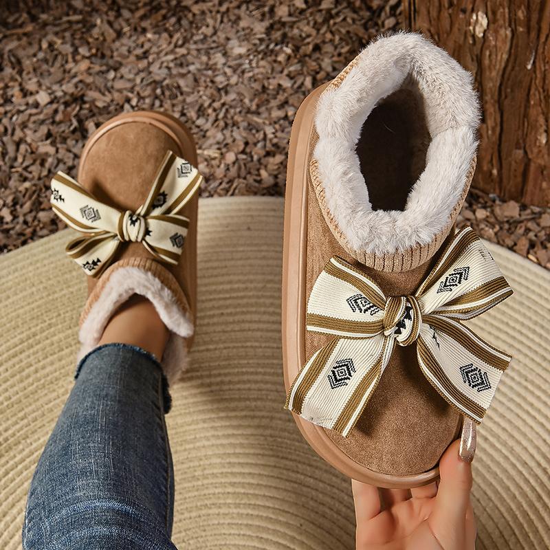 

Модные зимние сапоги из искусственной замши и хлопка, женские домашние шерстяные ботильоны с бантом 2024 года, новые теплые короткие сапоги на толстой подошве в стиле принцессы 36-37 коричневый