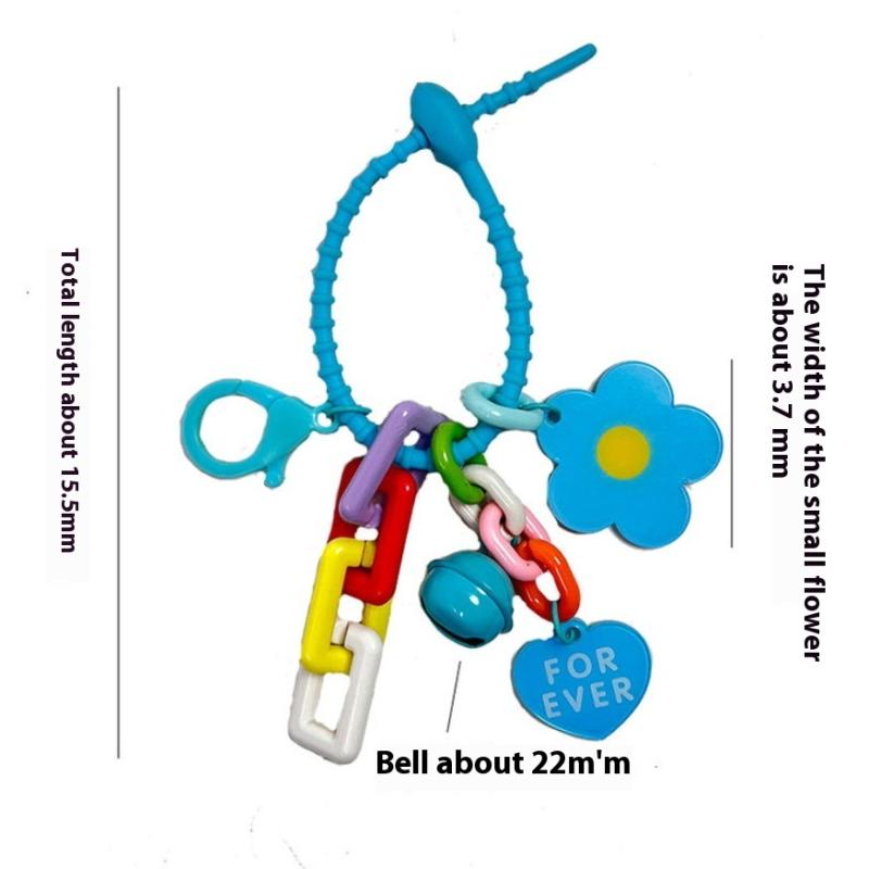 1 Piece Cute Little Flower Key Ring Creative Candy Color Flower Heart Keychain Bag Pendant Accessories