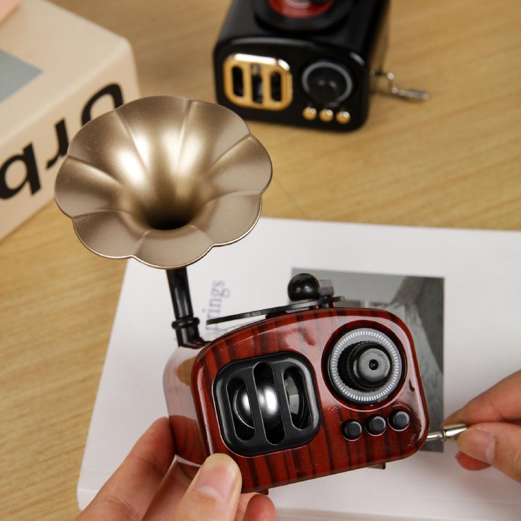 Multifunctional Nostalgic Music Box Gramophone Replicas Hand Crank Mechanism Phonograph Musical Ornament Birthday Gift