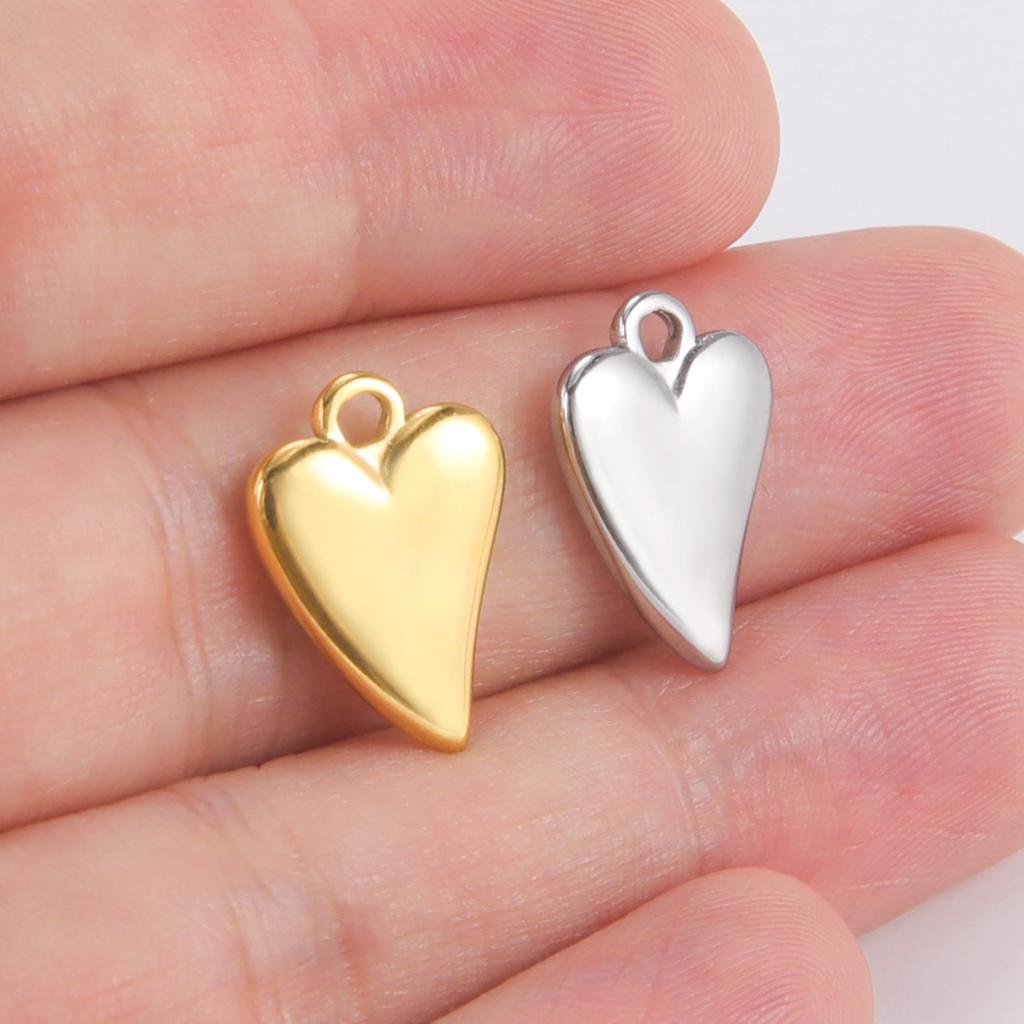 Teamer 5pcs/lot Love Heart Pendant Charms for Jewelry Making Stainless Steel Charms DIY Necklace Bracelet Accessories Supplies