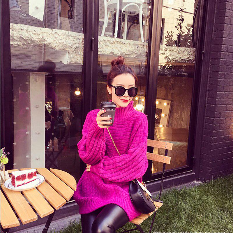 RUGOD Chic Turtleneck Long Pullovers Twist Elegant Sweater Winter Tops for Women Multi Colors Korean Design Winter Pullover