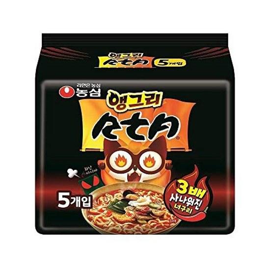 Nongshim 3 Volte Piccante Angry Noguri Udon 121g Confezione da 5 Cibo Coreano Ramen
