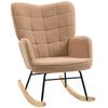 Rocking Chair In Retro Design, Solid Wood, Armchair, Recliner, 98 Cm X 71 Cm X 101 Cm, Brown