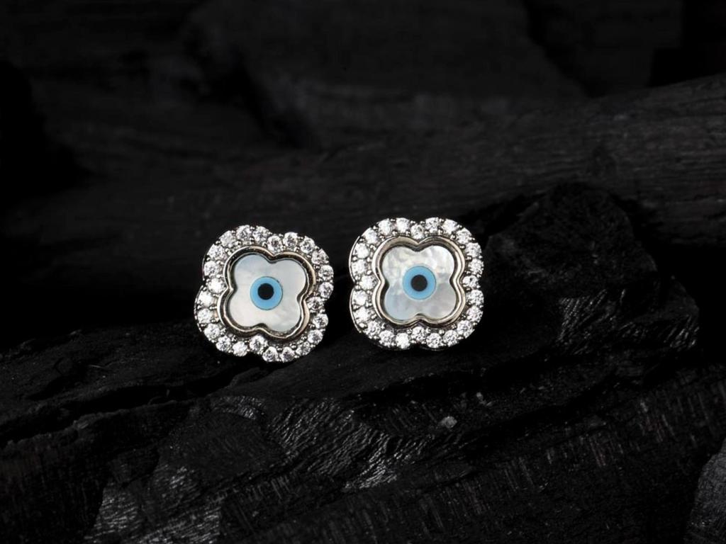 Evil Eye Earrings | Real 925 Silver Jewelry | Protection Earrings Evil Eye Studs | Silver Evil Eye Earrings