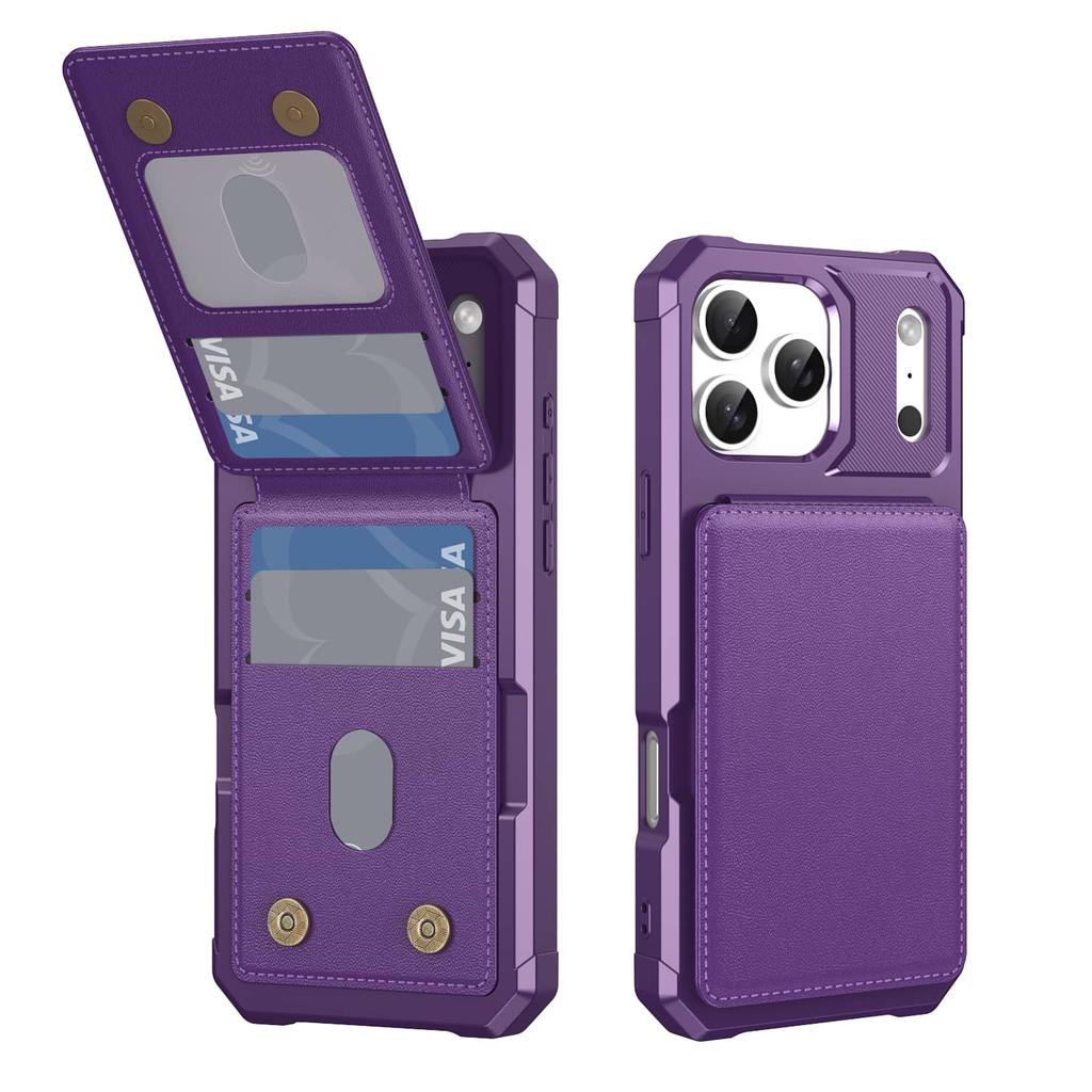 Wallet Case for iPhone 17 Pro Max/Air/17 Pro/17 with Card Slots, Flip Magnetic Closure Kickstand TPU Bumper Protective Cover