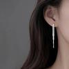 Real 925 Silver Chain Tassel Elegant Stud Earrings For Women Classic Fine Jewelry Light Accessories