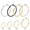 30-80Mm Big Simple Classic Hoop Earrings For Women Girls Circle Stainless Steel Earrings Gold  Color Round Earings Gift