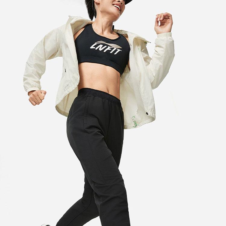 Lining Running Series Solid Color Zip Hooded Jacket Women Jacket Silver-Birch-Gray AFDU052-2