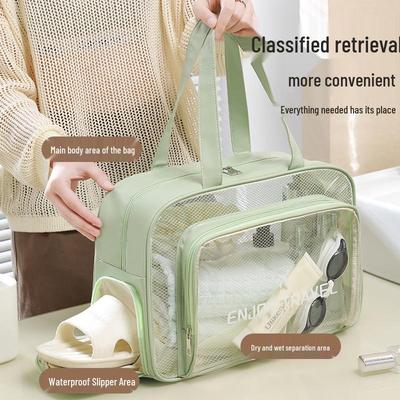 Bolsa de Viagem Impermeável de Grande Capacidade com Compartimento para Sapatos - Portátil de Mão e Pronta para a Praia.