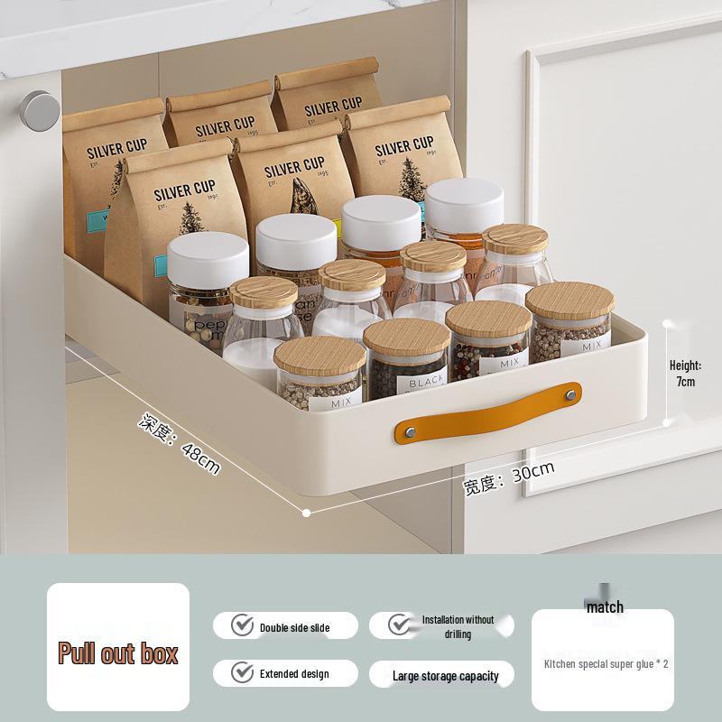 Multi-Functional Kitchen Pull-Out Basket with Shelves and Cutlery Storage