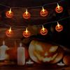 LED Hollow Flat Pumpkin String Lights Powered By Batteries, Suitable for Home Horror Themed Parties, Gardens, Courtyards, Halloween Decorations