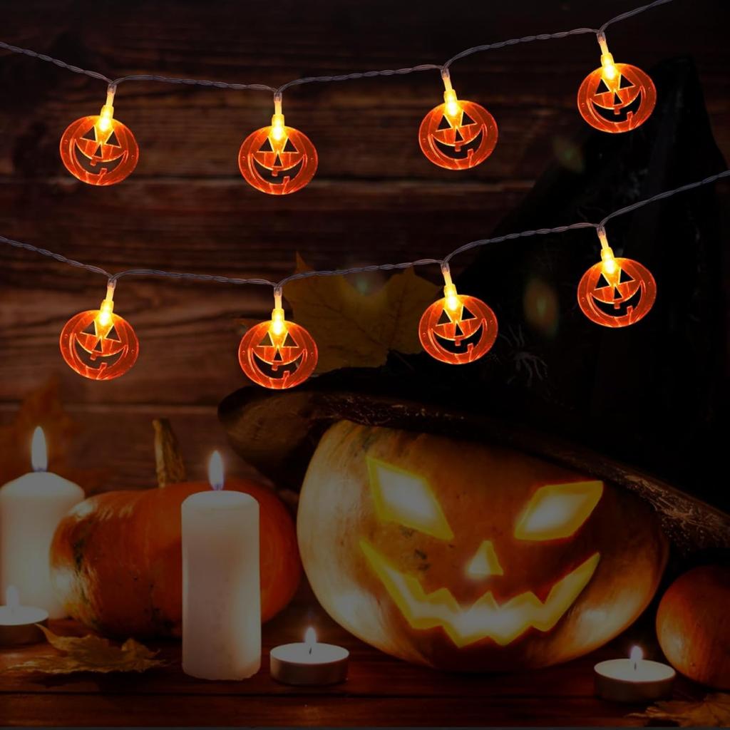 LED Hollow Flat Pumpkin String Lights Powered By Batteries, Suitable for Home Horror Themed Parties, Gardens, Courtyards, Halloween Decorations