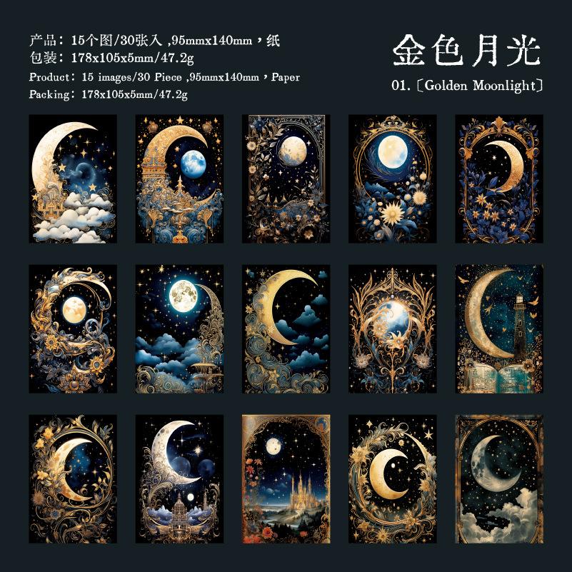 30pcs/lot Memo Pads Material Paper Let the moon fall Diary DIY Scrapbooking Cards Junk Journal Retro Background Decoration Paper