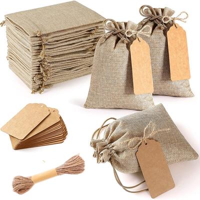 Vintage Retro Drawstring Jute Burlap Bags Christmas Halloween Wedding Birthday Party Festival Supplies Candy Chocolate Gift Bags