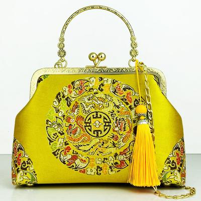 תיק משי אופנה Tote כתף Crossbody שרשרת נשים תיק רקמה סינית Cheongsam נקבה תיקי מצמד ארנק