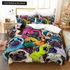 Cartoon Dog King Queen Duvet Cover Lovely Illustrated Pet Puppy bedding set  Animal Quilt Cover 2/3pcs Polyester Comforter Cover