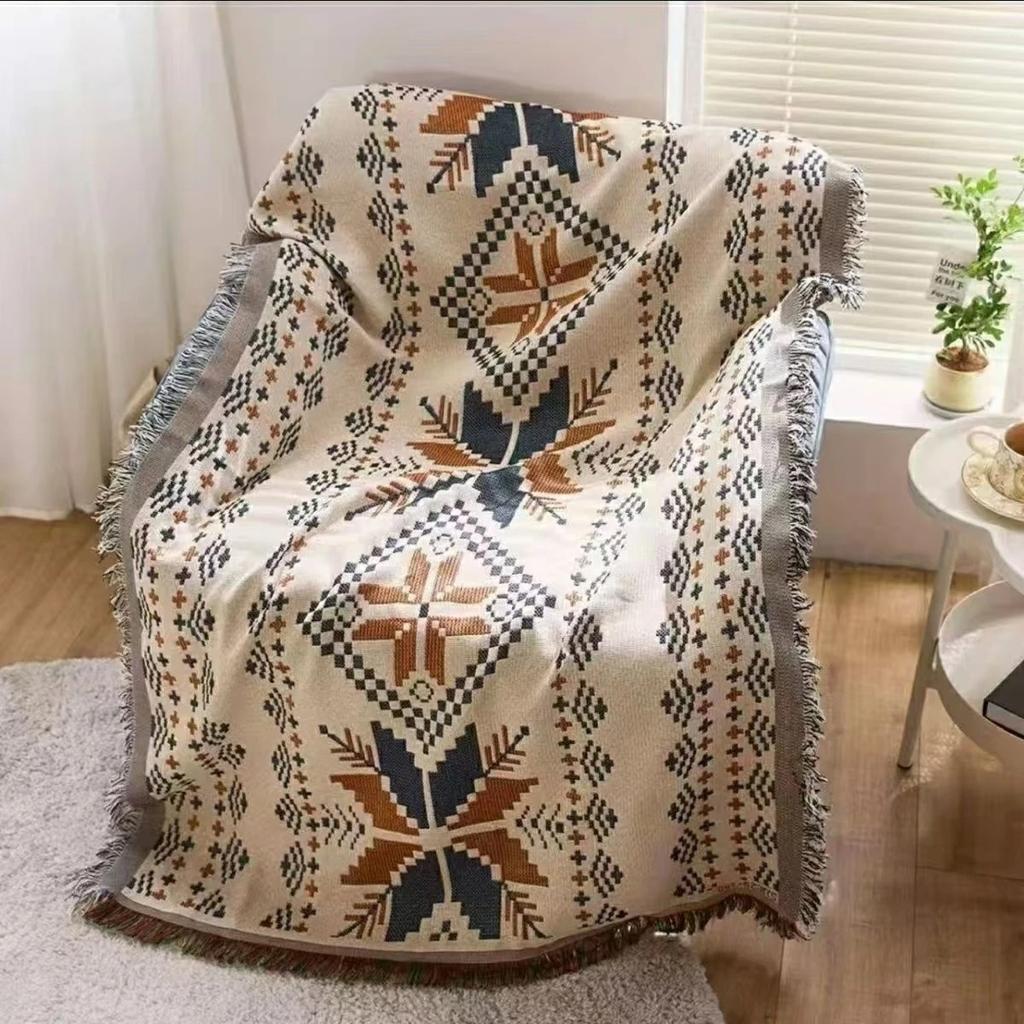 Thickened Knitted Tassel Cover Carpet, Multi Functional Thread Blanket for Sofa Bed and Car Use, 90 * 180cm Modern Cover Sofa