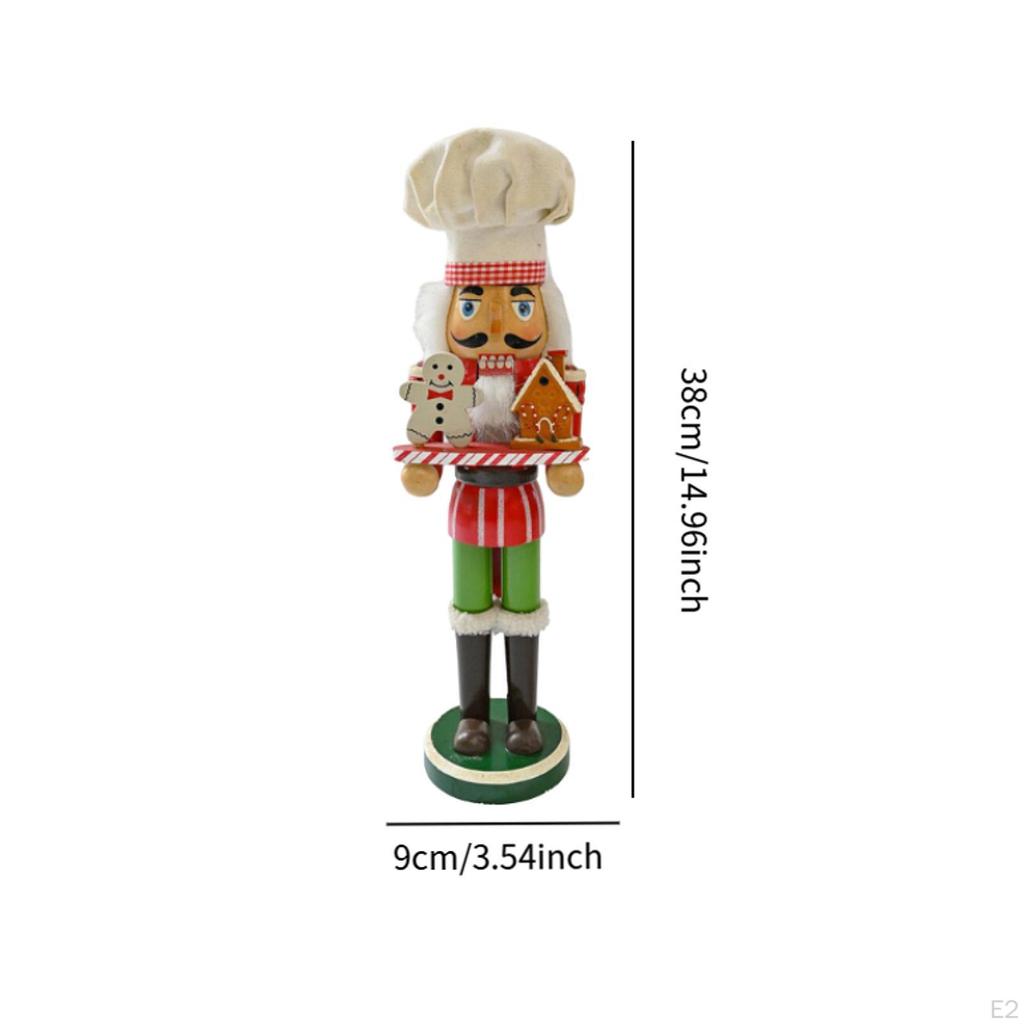 Wooden Christmas Nutcracker Decor 15 Inch Tabletop Ornament Nut Cracker Doll Figure for