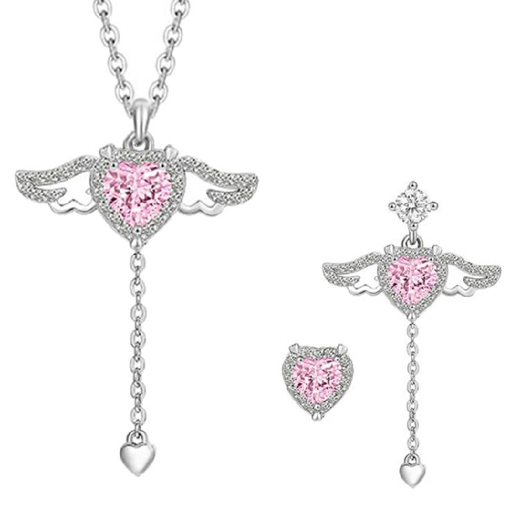 

Heart Wings Necklace Earrings For Women Egirl Aesthetic Y2K Jewelry Accessories 1