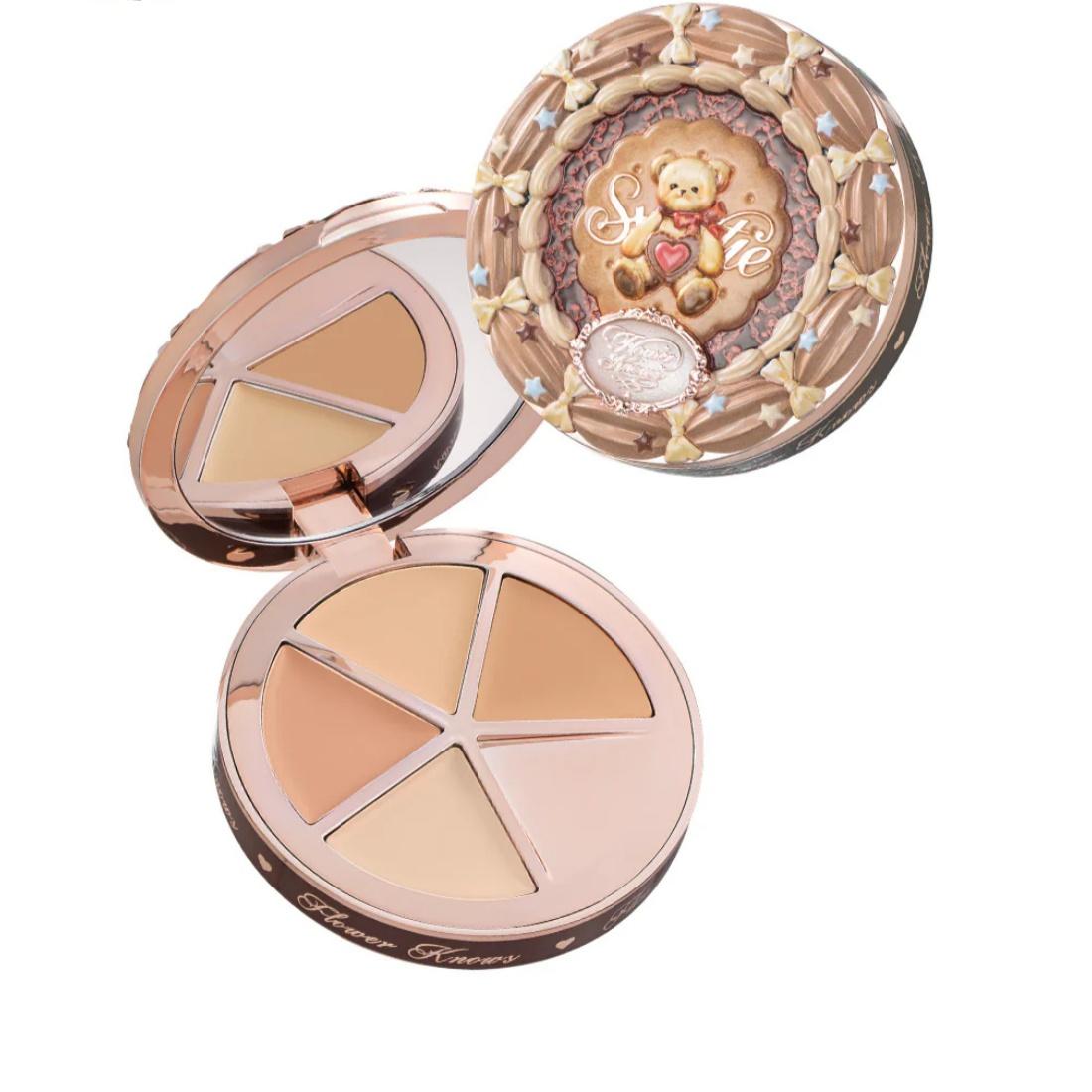 

FLOWER KNOWS THE SWEETIE BEAR 4-Color Concealer Brighten Palette Covering Dark Circles Full Coverage Contouring Foundation 02