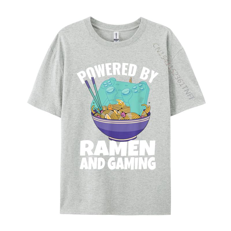 Powered By Ramen And Gaming Gamer Family Cotton Men's Top T-shirts Design Tops Tees Designer Tops Shirt Drop Shipping