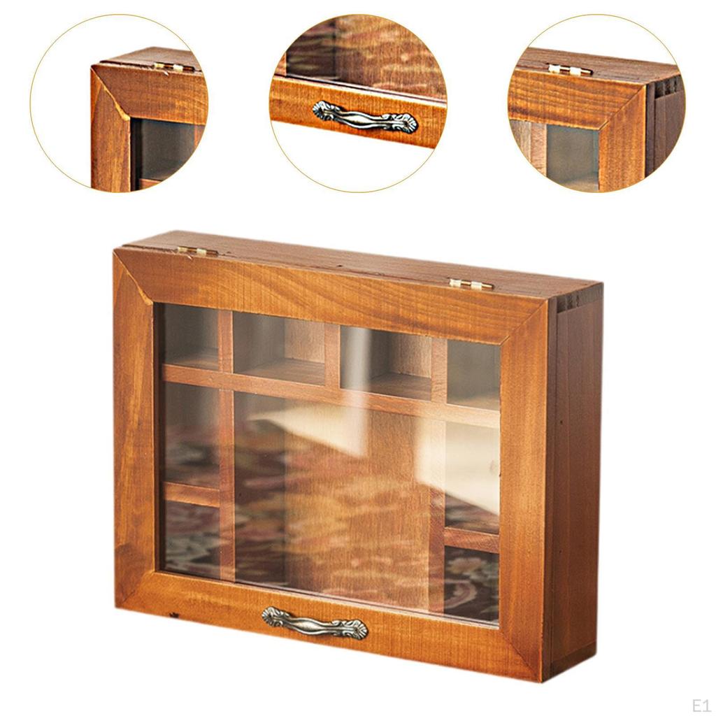 Vitrină de depozitare de birou, suport, organizator de bijuterii din lemn pentru jucării, femei