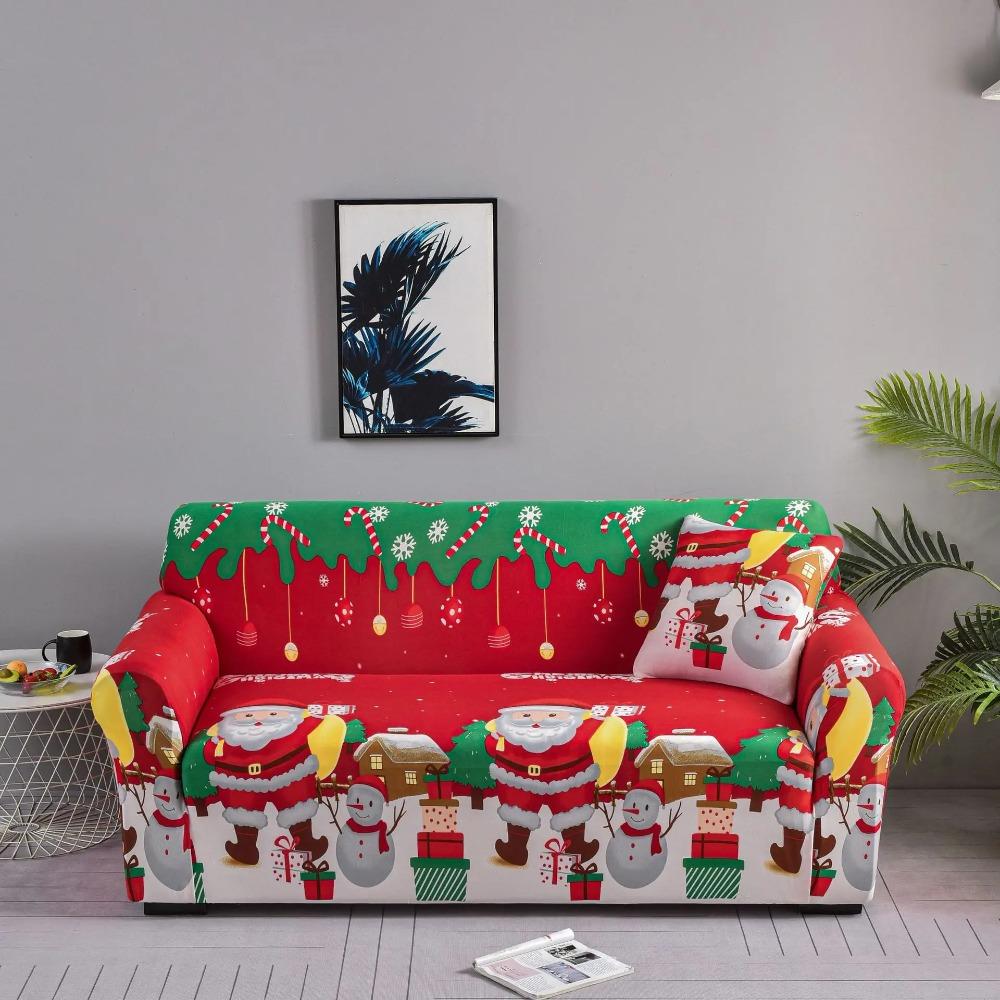 1pc Sofa Slipcover, Non-slip Christmas Santa Claus Sofa Cover, Couch Cover Furniture Protector For Bedroom Office Living Room