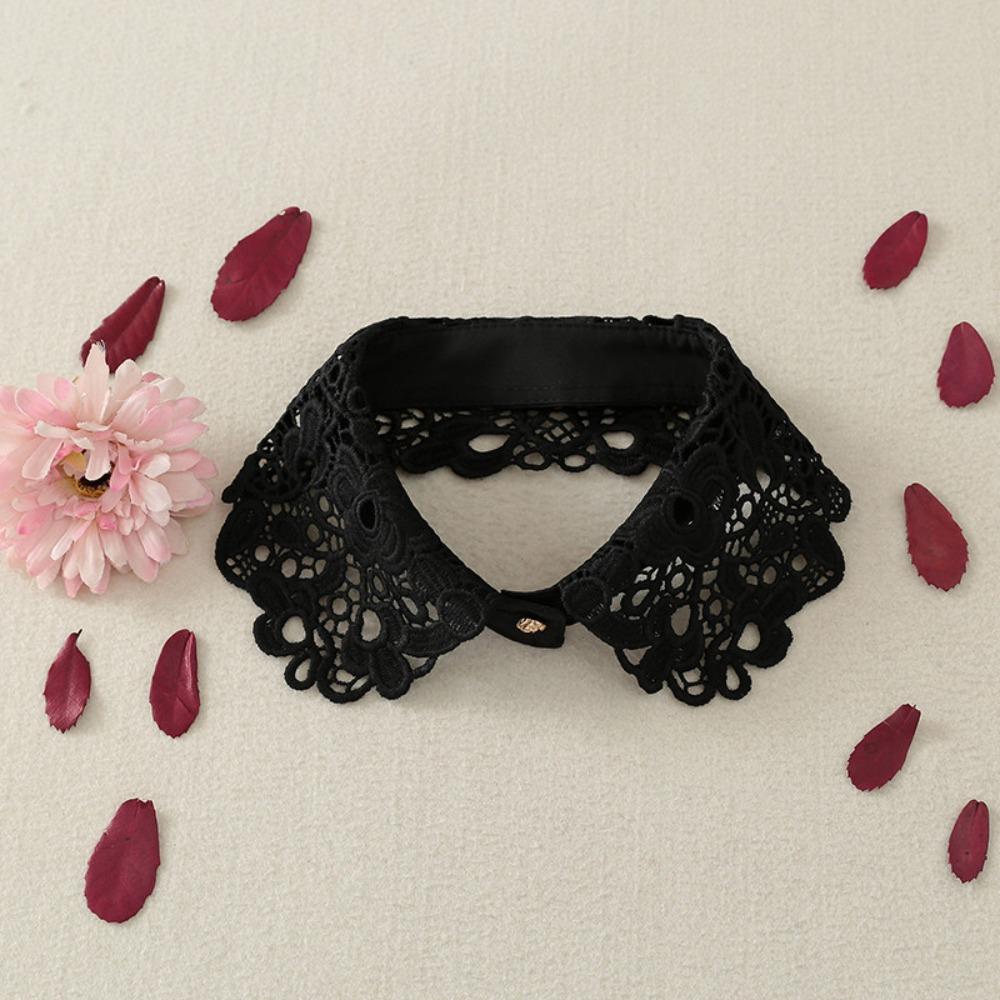 Schwarz Weiß Falscher Kragen Spitze Floral Hochzeitskleid Accessoire Mode Dekoration Kragen