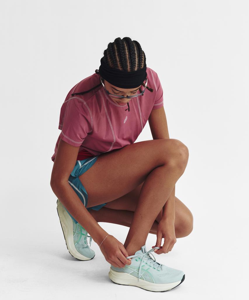 Minasu Sports Fit Contrast Stitch Short Sleeve T Shirt_Pink