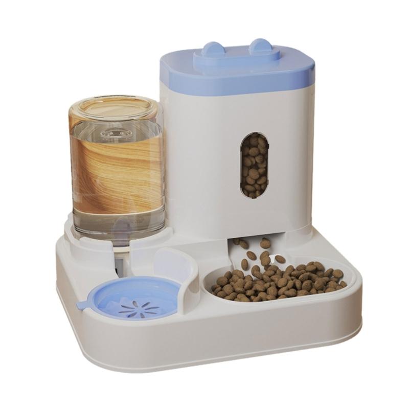 2 in 1 Practical Dog Water Food Bowl Water Dispenser for Pet Cats Lovely Dog Feeder Large Capacity Food Container Bowl
