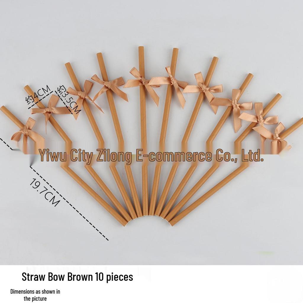 Disposable Paper Straw Bow for Children's Birthday Cupcake Decoration