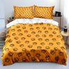 Orange Background Black Paw Patterns Bedding Set For Kids Luxury Gift 3Pcs Digital Print Comforter Set Soft Comfortable